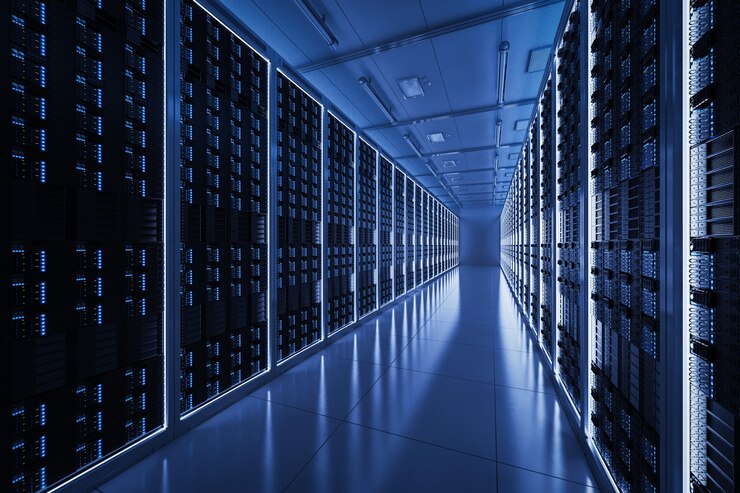 Foto sala de servidores de renderização 3d ou data center