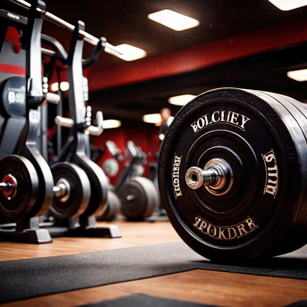 Foto sala de ejercicios de gimnasio con equipos de entrenamiento