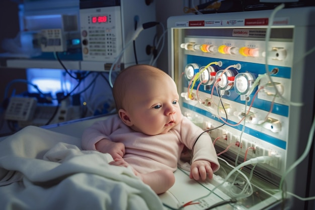 Foto sala de emergencias intensivas para bebés tecnología médica para niños