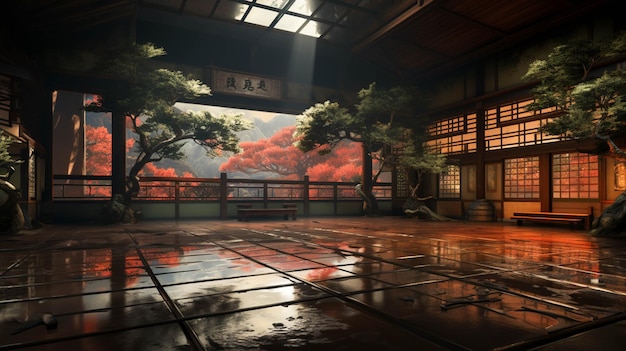 Foto la sala de entrenamiento de karate.
