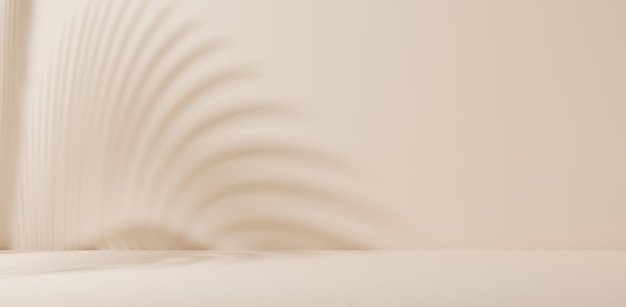 Sala de escenario vacía para escaparate de productos cosméticos Ilustración 3d que representa la luz de fondo borrosa y la escena de la sombra concreta