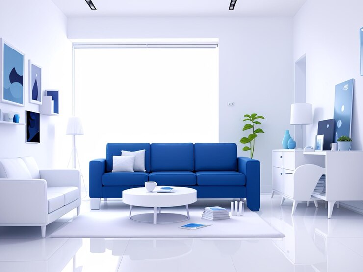 Sala de estar blanca y mínima
