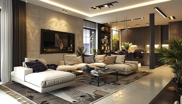 Sala de estar con decoración moderna