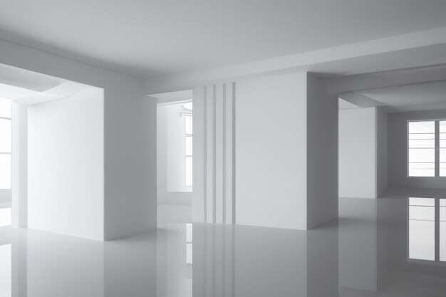 Sala de estar en diseño de interiores IA generativa blanca moderna