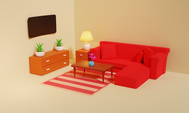 Foto sala de estar ilustración 3d diseño