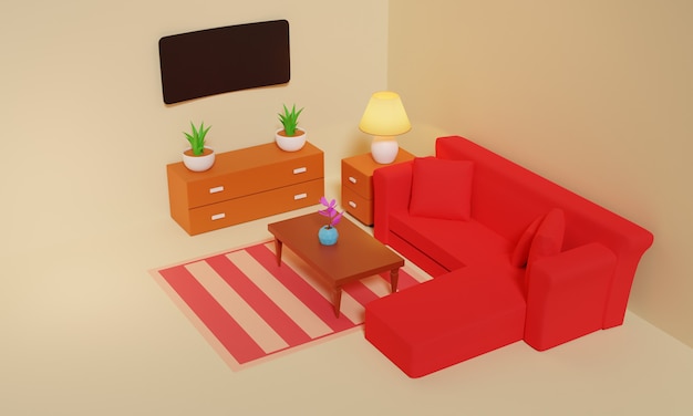 sala de estar ilustración 3d diseño