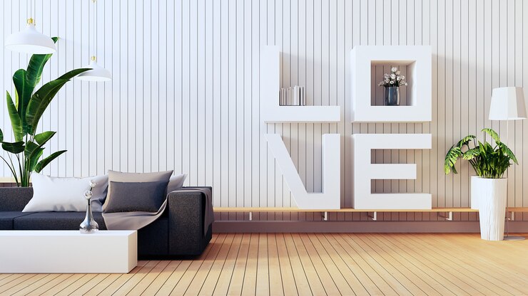 La sala de estar Love - interior de San Valentín