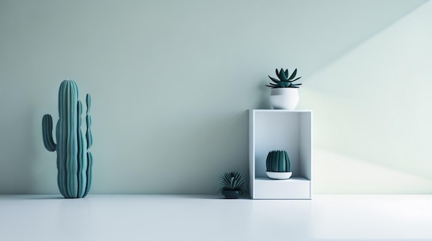 Sala de estar de lujo con plantas de sofá azul y mesa sobre fondo de zoom de pared vacía