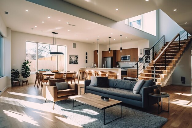 Sala de estar moderna en una casa moderna