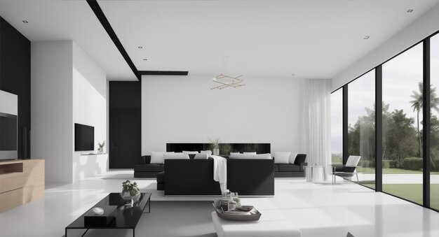 Sala de estar moderna de concepto abierto