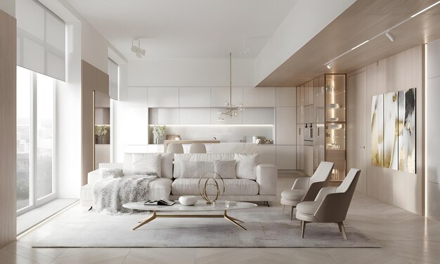 Sala de estar moderna en un diseño de estilo de concepto de lujo