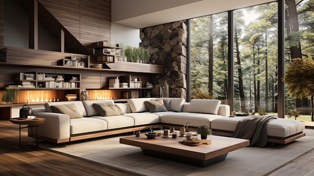 Sala de estar moderna Diseño interior contemporáneo de habitación amueblada