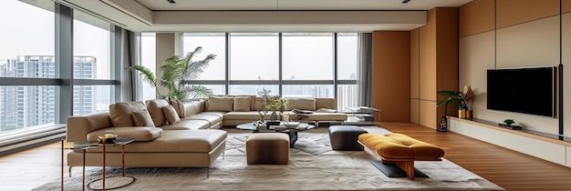 Sala de estar moderna con estilo minimalista