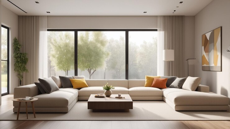 Sala de estar moderna con estilo minimalista