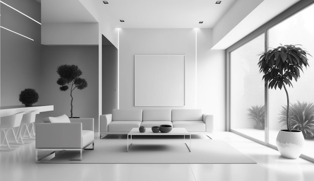 Sala de estar moderna minimalista generativa Ai