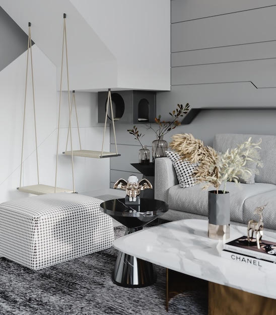 Sala de estar moderna y minimalista
