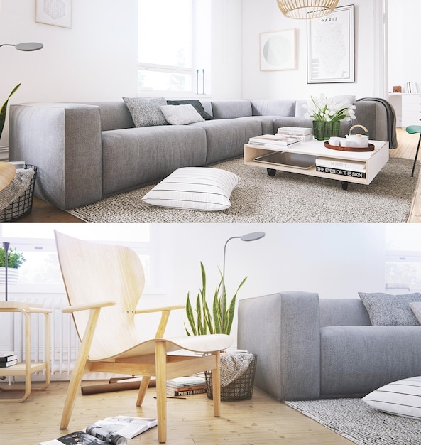 Sala de estar moderna y minimalista