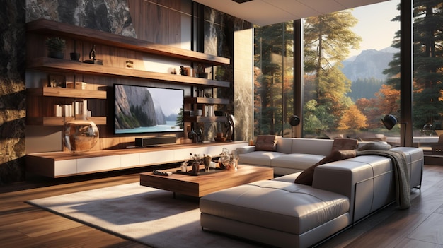 Sala de estar moderna con muebles