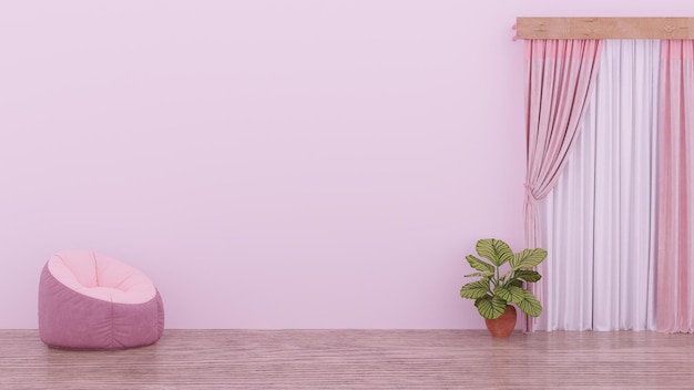 Foto sala de estar moderna y planta tropical con pared.