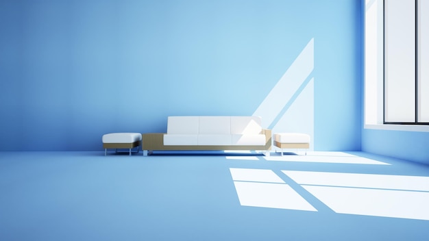 Sala de estar moderna de representación 3d en casa adosada