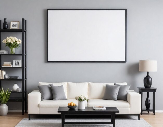 sala de estar moderna con sofá y marco
