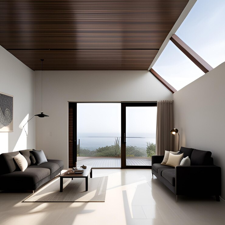 Una sala de estar con un sofá y una mesa con almohadas y una lámpara.