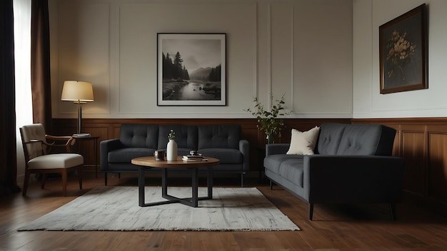 Foto una sala de estar con un sofá y una mesa de café