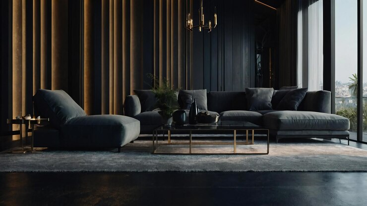 una sala de estar con un sofá y una silla con una mesa delante de ella