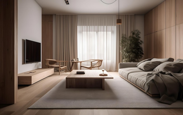 Una sala de estar con un sofá y un televisor en la pared.