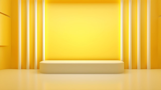 Sala futurista en amarillo claro con hermosa iluminación Fondo impresionante para la presentación del producto