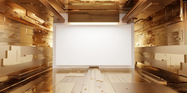 Sala futurista de corredor de ficção científica Futuro moderno estilo de fundo conceito interior renderização em 3d