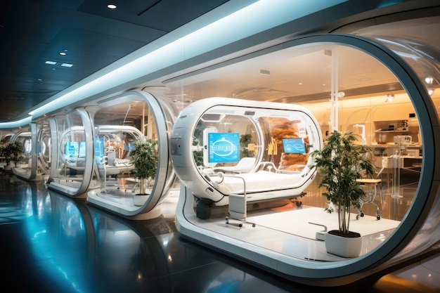 Una sala de hospital futurista un vistazo a la innovación y la tecnología médica