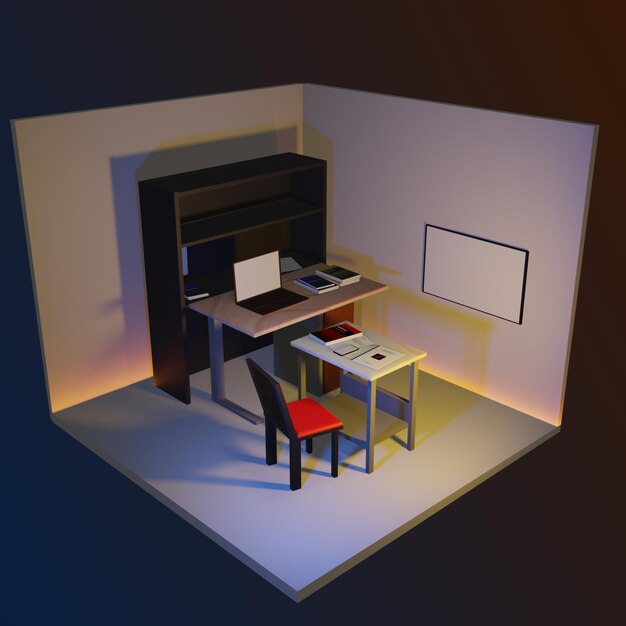 Foto sala isométrica 3d