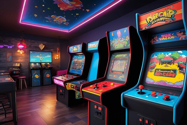 Foto sala de juegos de arcade retro