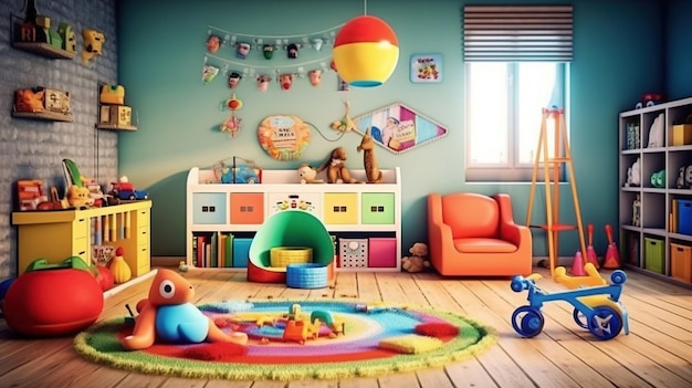 Sala de juegos para niños colorido positivo Generativo Ai