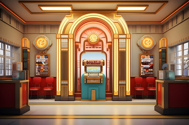 Una sala de juegos para niños inspirada en los cines Art Deco