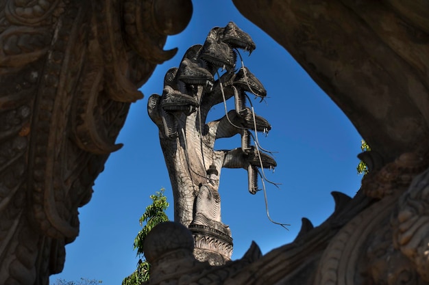 Sala Kaew Ku oder Sala Keoku, fantastischer Betonskulpturenpark, schrullig oder einfach nur bizarr, inspiriert vom Buddhismus für Thais, besuchen Sie Reisen und respektieren Sie das Beten in der Stadt Nongkhai in Nong Khai Thailand