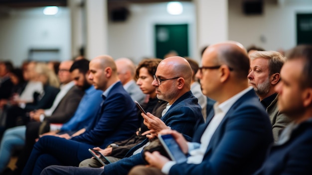 Foto sala llena de gente viendo una presentación