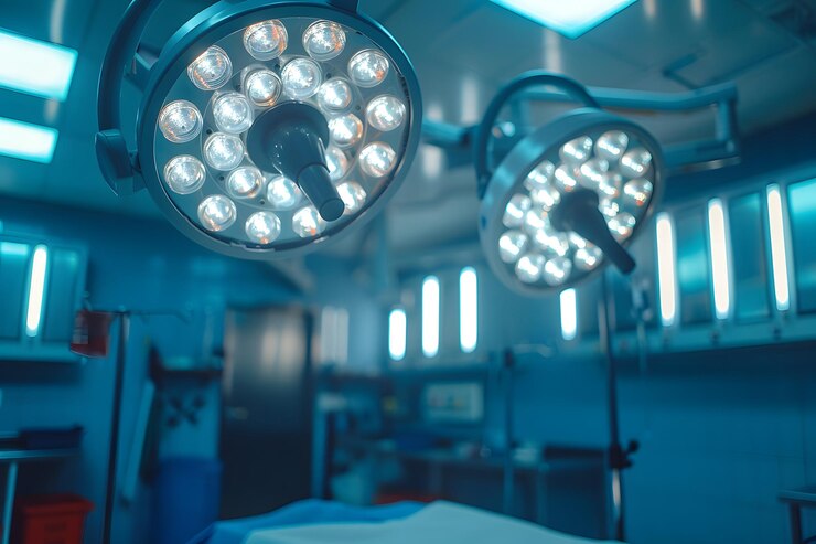Sala de operaciones quirúrgicas moderna con luces LED brillantes