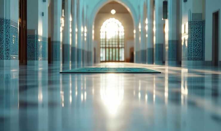 Sala de oración de la mezquita alfombra de oración luz del sol
