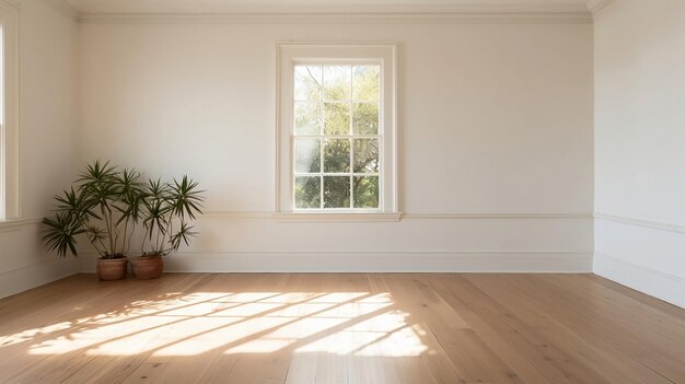 Sala con paredes blancas con ventanas y muy buena iluminación creada con IA