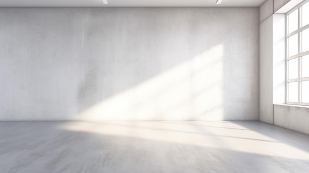 Sala de pintura blanca vacía con textura áspera sin terminar IA generativa