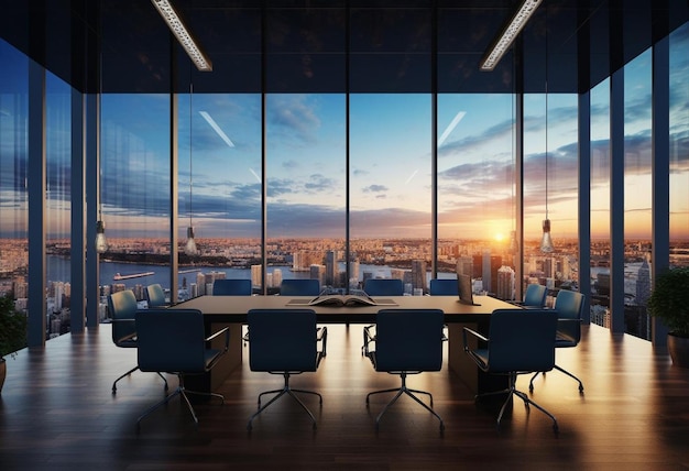 sala de reuniones de negocios en un edificio de oficinas de gran altura renderización 3D