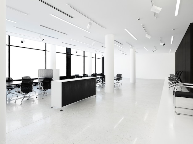 Sala de reuniones de negocios de representación 3D en edificio de oficinas