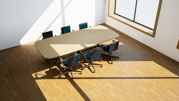 Sala de reuniones o sala de conferencias en el edificio de oficinas 3D Rendering