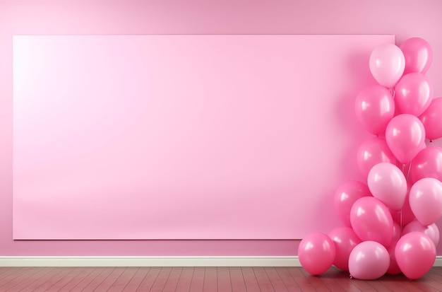 Sala rosa adornada com balões