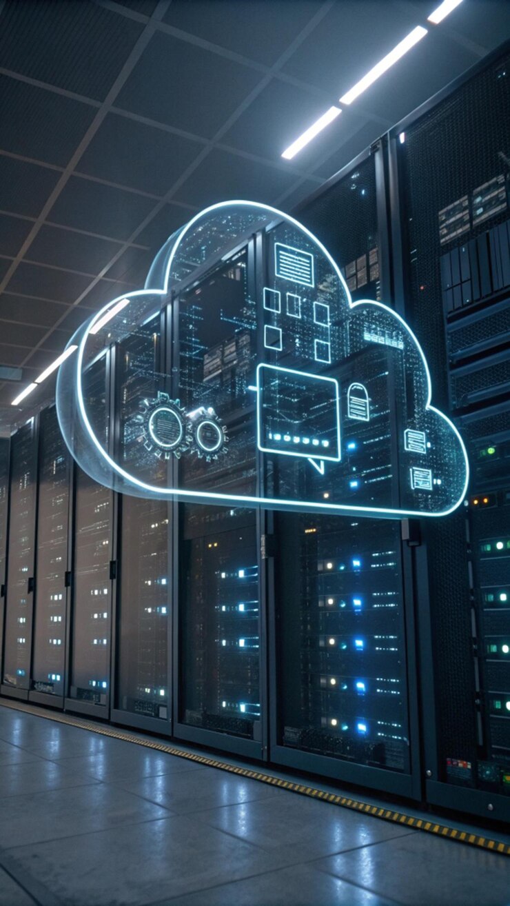 Foto sala de servidores del centro de datos de computación en nube
