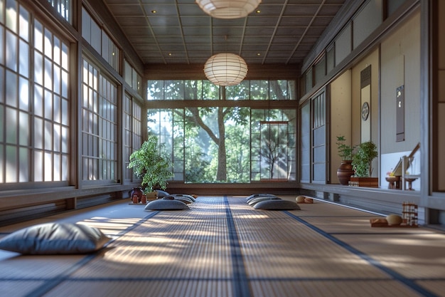 Sala de té japonesa con suelo de tatami de octano