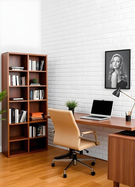 Sala de trabajo con silla de cuero