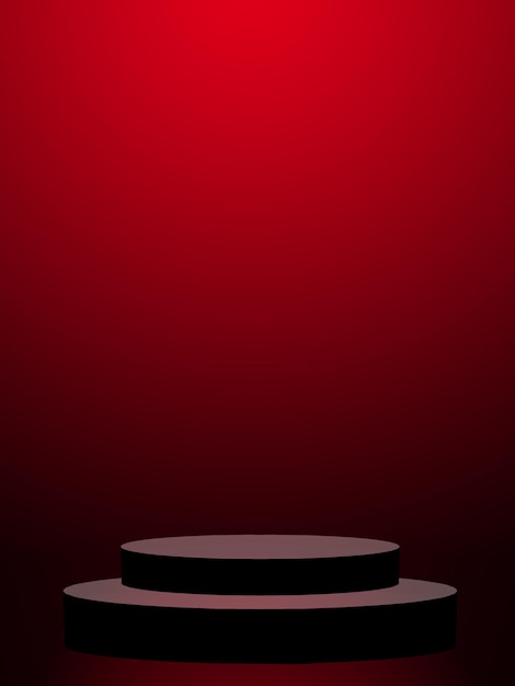 Sala vacía con fondo rojo y blanco